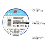 3M 165BL4A Temflex Vinyl Electrical Tape Blue 3/4 in x 60 ft 6 mil Multi-Purpose Flame Retardant (7100169429) (10 Pack) - 9