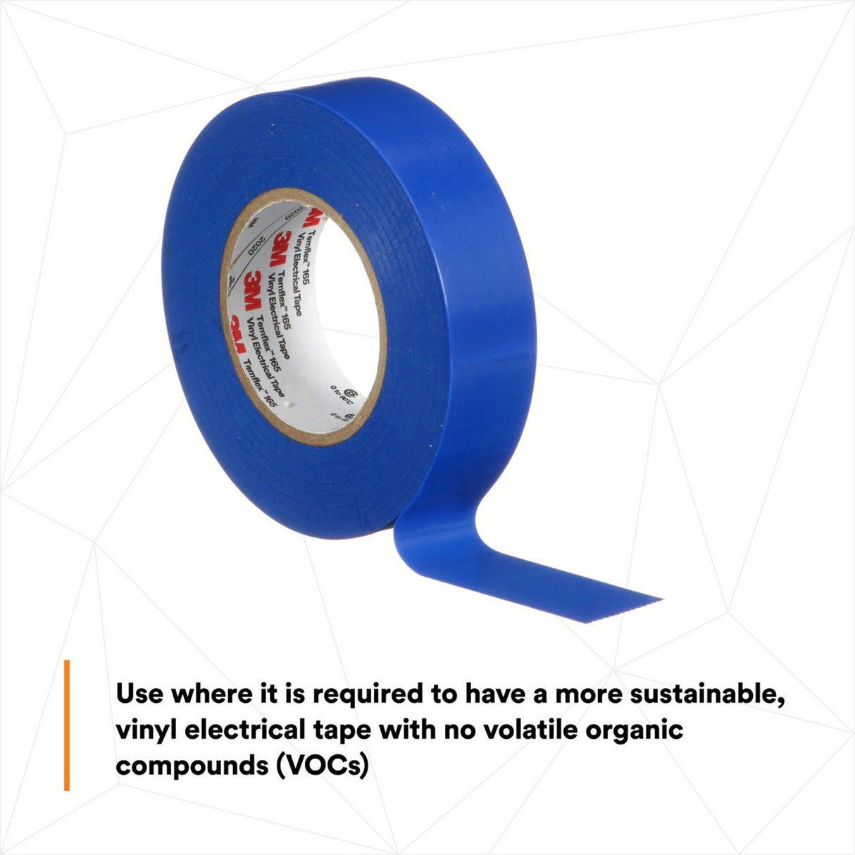 3M 165BL4A Temflex Vinyl Electrical Tape Blue 3/4 in x 60 ft 6 mil Multi-Purpose Flame Retardant (7100169429) (10 Pack) - 10