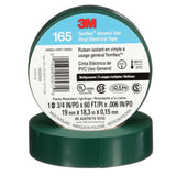 3M 165 Temflex Multi-Purpose Vinyl Electrical Tape, Green, 3/4 in x 60 ft, 6 mil, 600 V, PVC, Flame Retardant (165GR4A) (7100169430) (10 Rolls) (10 Pack) - 2