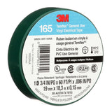 3M 165 Temflex Multi-Purpose Vinyl Electrical Tape, Green, 3/4 in x 60 ft, 6 mil, 600 V, PVC, Flame Retardant (165GR4A) (7100169430) (10 Rolls) (10 Pack) - 4