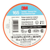 3M 165OR4A Temflex Multi-Purpose Vinyl Electrical Tape, Orange, 3/4 in x 60 ft, 6 mil (7100169433) (10 Pack) - 3
