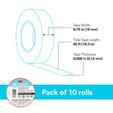 3M 165OR4A Temflex Multi-Purpose Vinyl Electrical Tape, Orange, 3/4 in x 60 ft, 6 mil (7100169433) (10 Pack) - 10