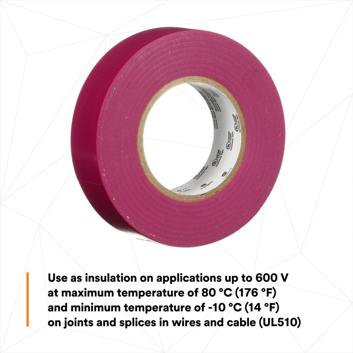 3M 165 Temflex Multi-Purpose Vinyl Electrical Tape, Purple, 3/4 in x 60 ft, 6 mil (165PR4A) (7100169434) (10 Roll Pack) (10 Pack) - 10