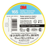 3M 165 165YL4A Temflex General Use Vinyl Electrical Tape, Yellow, 3/4 in x 60 ft, 6 mil (7100169490) (10 Pack) - 7