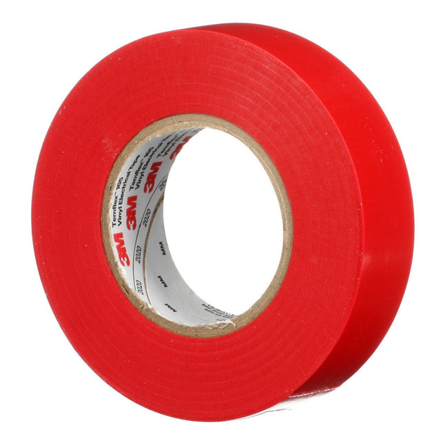 3M 165 Temflex Vinyl Electrical Tape, Red, 0.75 in x 60 ft, 6 mil, General Use, Flame Retardant (165RD4A) (7100169492) (10 Rolls/Pack) (10 Pack)