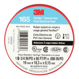 3M 165 Temflex Vinyl Electrical Tape, Red, 0.75 in x 60 ft, 6 mil, General Use, Flame Retardant (165RD4A) (7100169492) (10 Rolls/Pack) (10 Pack) - 3