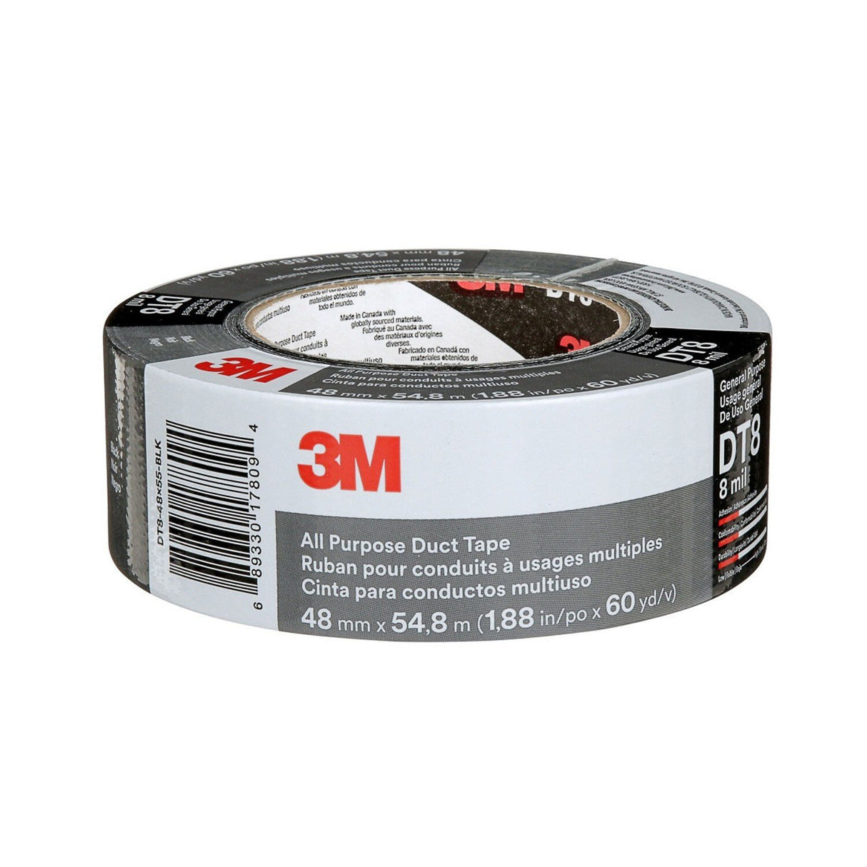 3M DT8 Industrial Strength Multi-Use Duct Tape, Black, 1-7/8 in x 60 yd x 8 mil (7100174104) (24 Pack) - 6