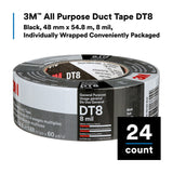 3M DT8 Industrial Strength Multi-Use Duct Tape, Black, 1-7/8 in x 60 yd x 8 mil (7100174104) (24 Pack) - 10