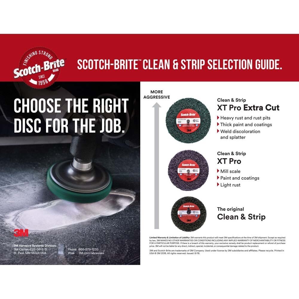 3M 7100175122 Scotch-Brite Clean and Strip XT Pro Disc, XO-DC, SiC Extra Coarse, Purple, 7 in x 7/8 in, Type 27 (5 Pack) - 7