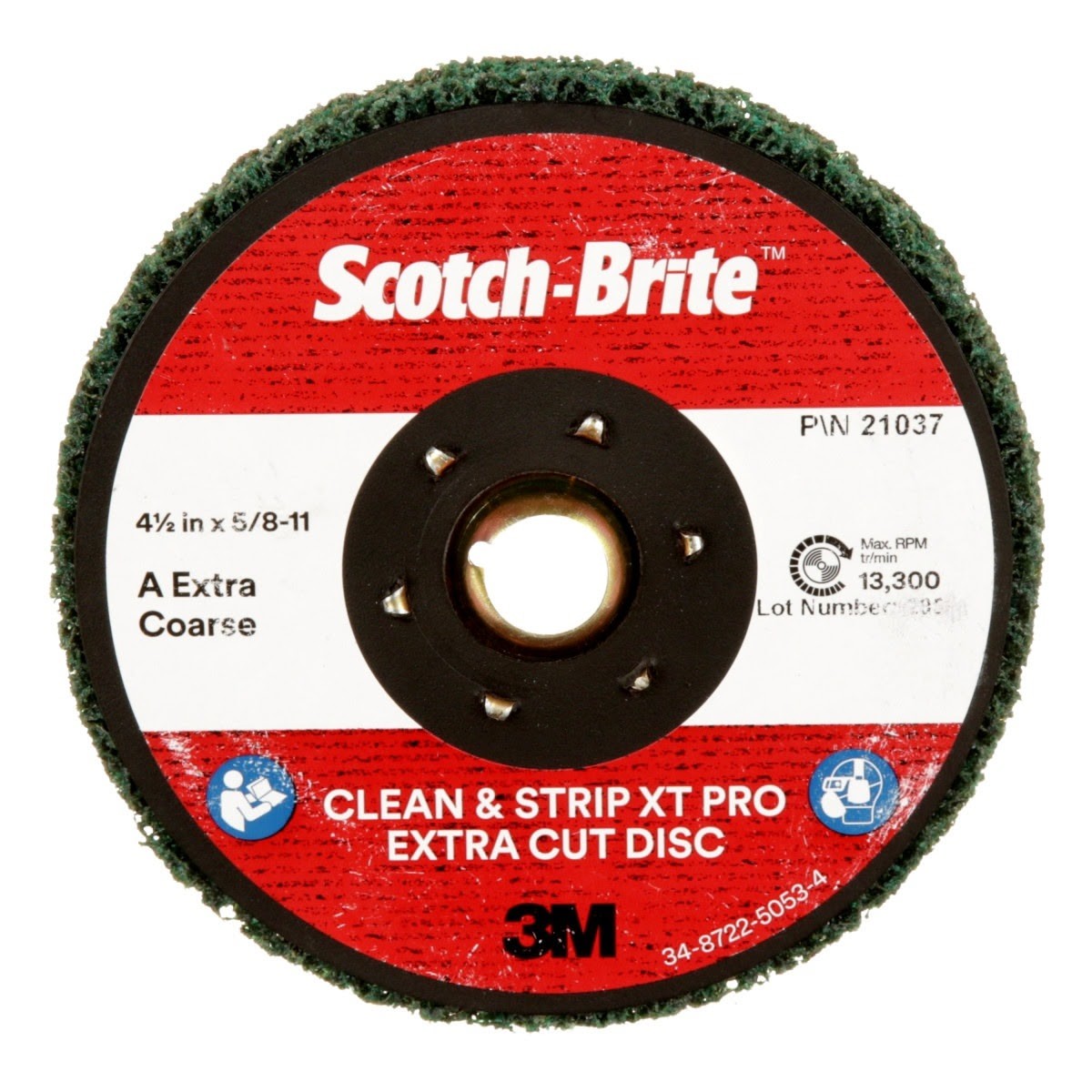 3M XC-DN Scotch-Brite Clean and Strip XT Pro Extra Cut TN Quick Change Disc, A/O XCRS, Green, 4-1/2 in x 5/8 in-11 (7100175465) (10 Pack)