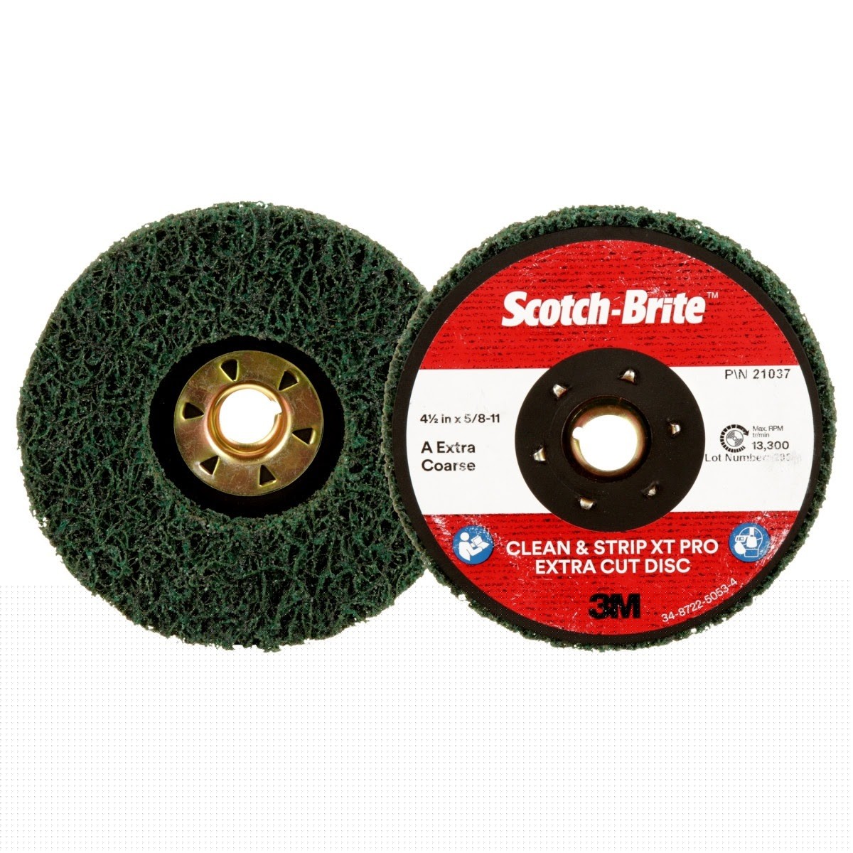 3M XC-DN Scotch-Brite Clean and Strip XT Pro Extra Cut TN Quick Change Disc, A/O XCRS, Green, 4-1/2 in x 5/8 in-11 (7100175465) (10 Pack) - 2