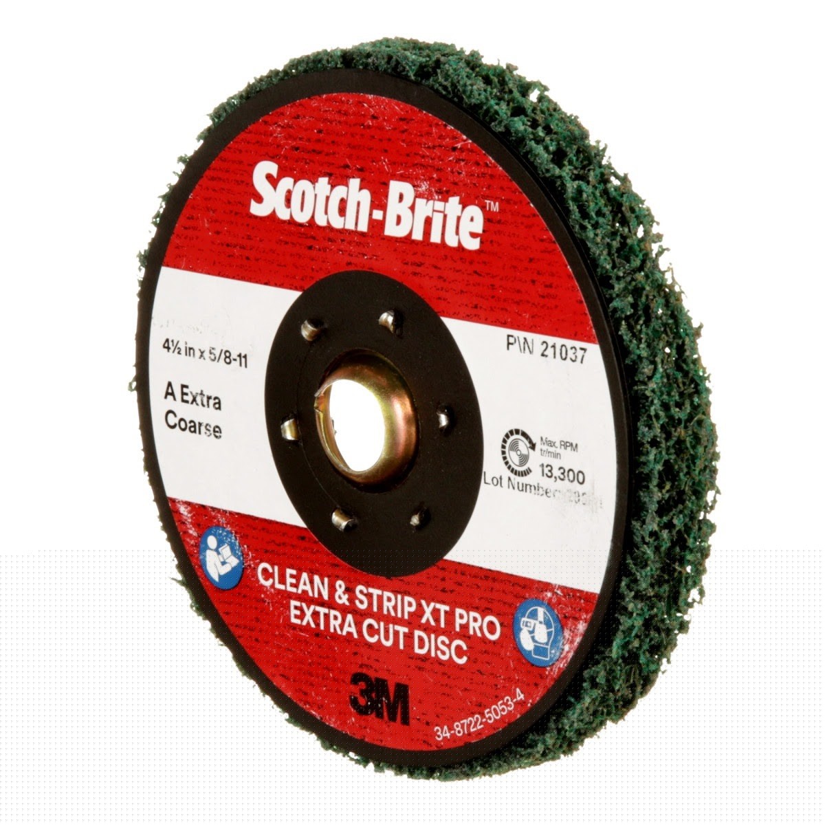 3M XC-DN Scotch-Brite Clean and Strip XT Pro Extra Cut TN Quick Change Disc, A/O XCRS, Green, 4-1/2 in x 5/8 in-11 (7100175465) (10 Pack) - 3
