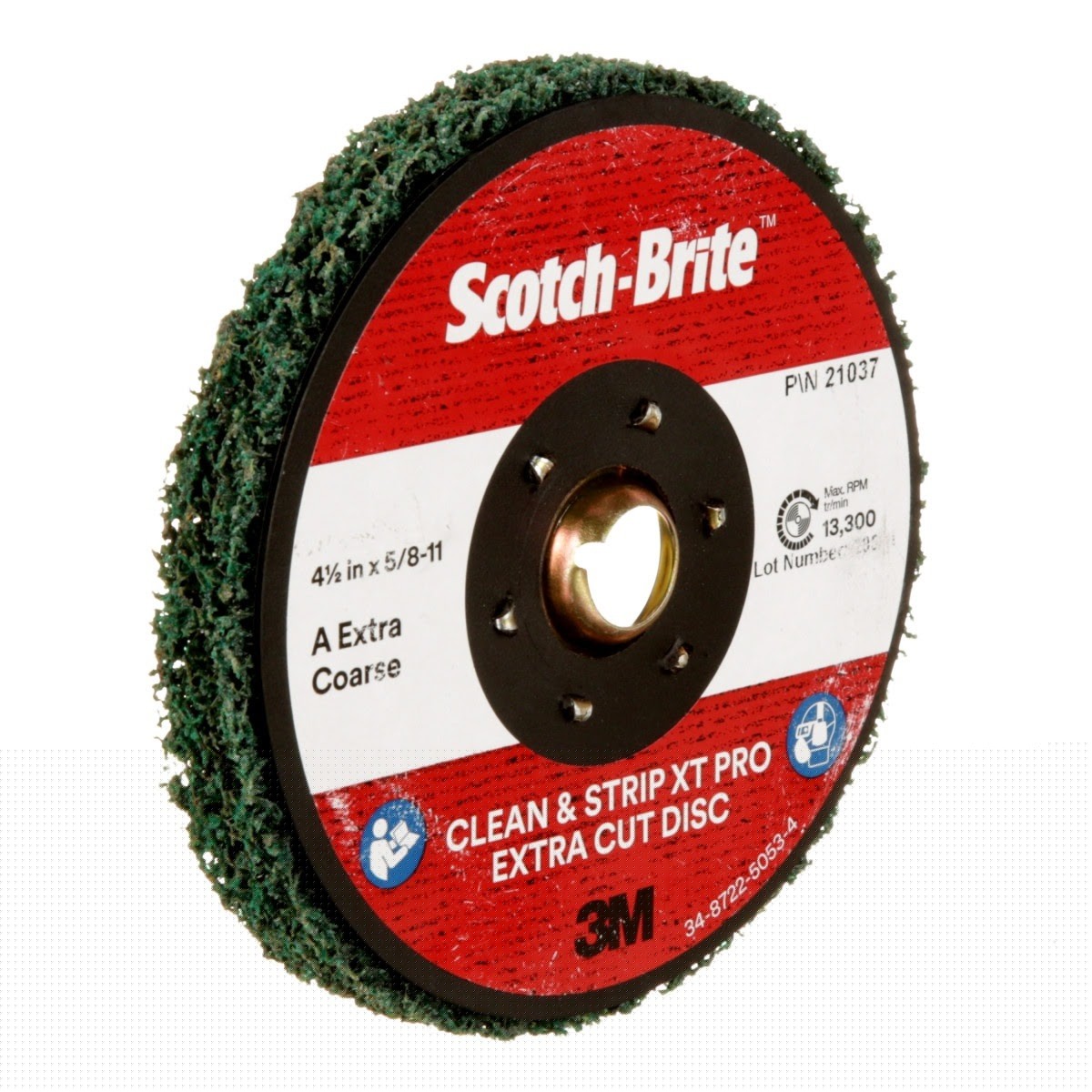 3M XC-DN Scotch-Brite Clean and Strip XT Pro Extra Cut TN Quick Change Disc, A/O XCRS, Green, 4-1/2 in x 5/8 in-11 (7100175465) (10 Pack) - 4
