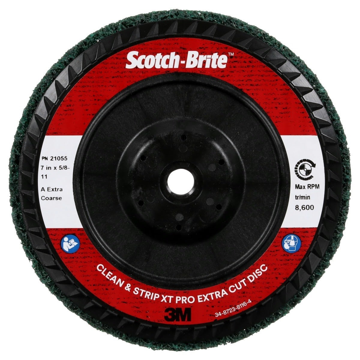3M XC-DC Scotch-Brite Clean and Strip XT Pro Extra Cut Disc, A/O Extra Coarse, Green, 7 in x 5/8 in-11, Type 27 (7100175493) (5 Pack)
