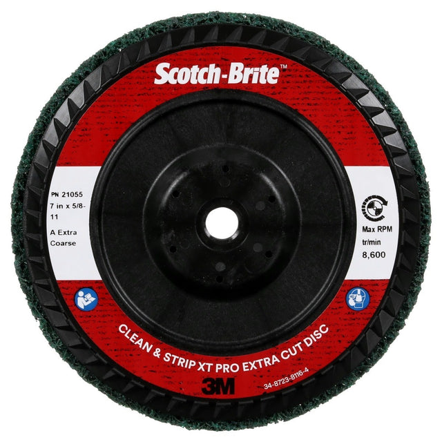 3M XC-DC Scotch-Brite Clean and Strip XT Pro Extra Cut Disc, A/O Extra Coarse, Green, 7 in x 5/8 in-11, Type 27 (7100175493) (5 Pack)