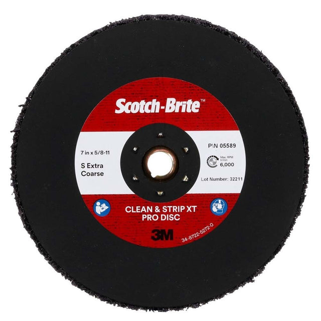 3M SB05589 Scotch-Brite Clean and Strip XT Pro TN Quick Change Disc, XO-DN, SiC Extra Coarse, Purple, 7 in x 5/8 in-11 (7100175514) (5 Pack)