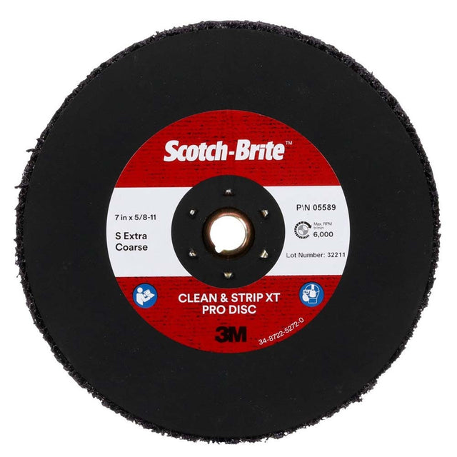 3M 7100175514 Scotch-Brite Clean and Strip XT Pro TN Quick Change Disc, XO-DN, SiC Extra Coarse, Purple, 7 in x 5/8 in-11 (5 Pack)
