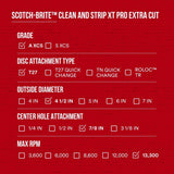 3M XC-DC Scotch-Brite Clean and Strip XT Pro Extra Cut Disc, A/O Extra Coarse, Green, 4-1/2 in x 7/8 in, Type 27 (7100175515) (10 Pack) - 10