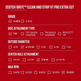 3M XC-DC Scotch-Brite Clean and Strip XT Pro Extra Cut Disc, A/O Extra Coarse, Green, 4-1/2 in x 7/8 in, Type 27 (7100175515) (10 Pack) - 10