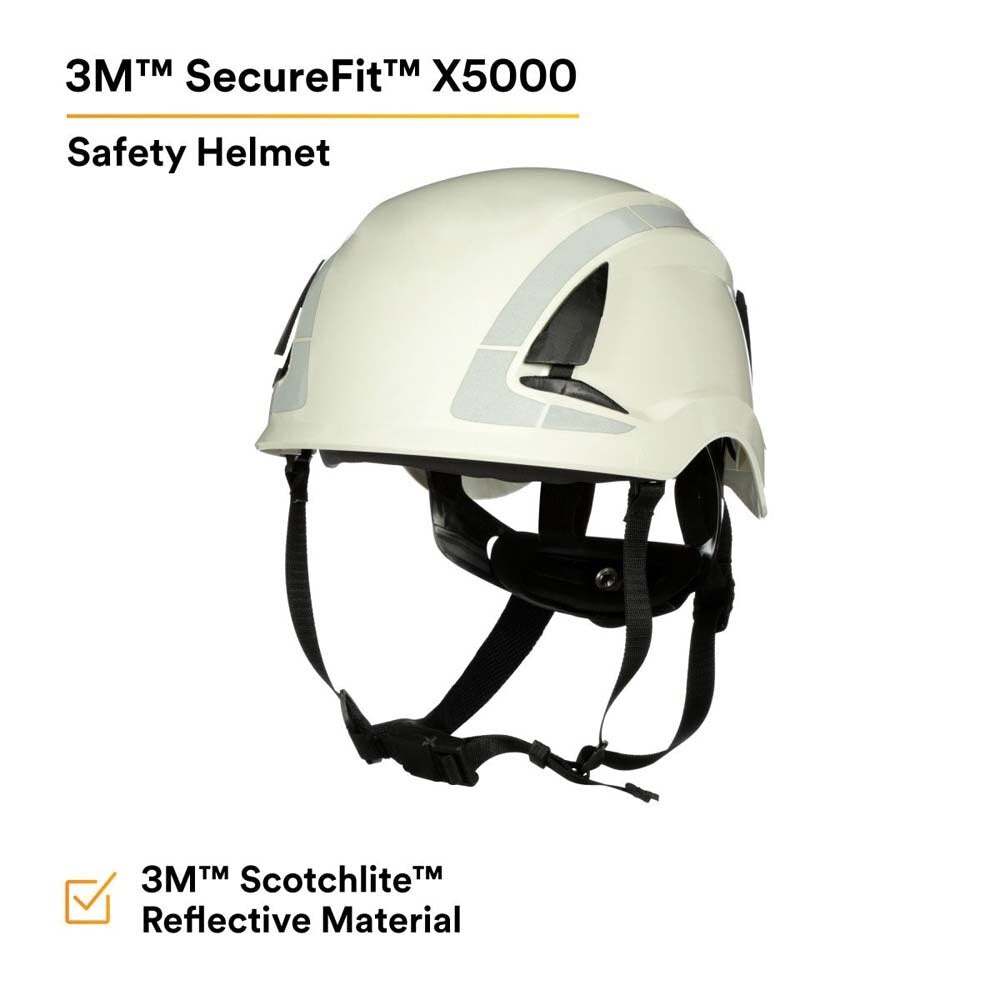 3M 7100175554 SecureFit X5001X-ANSI Safety Helmet, Non-Vented, White with 6-Point Ratchet Suspension - 2