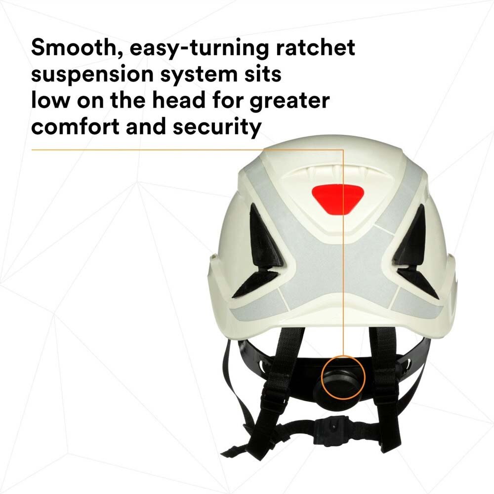 3M 7100175554 SecureFit X5001X-ANSI Safety Helmet, Non-Vented, White with 6-Point Ratchet Suspension - 7