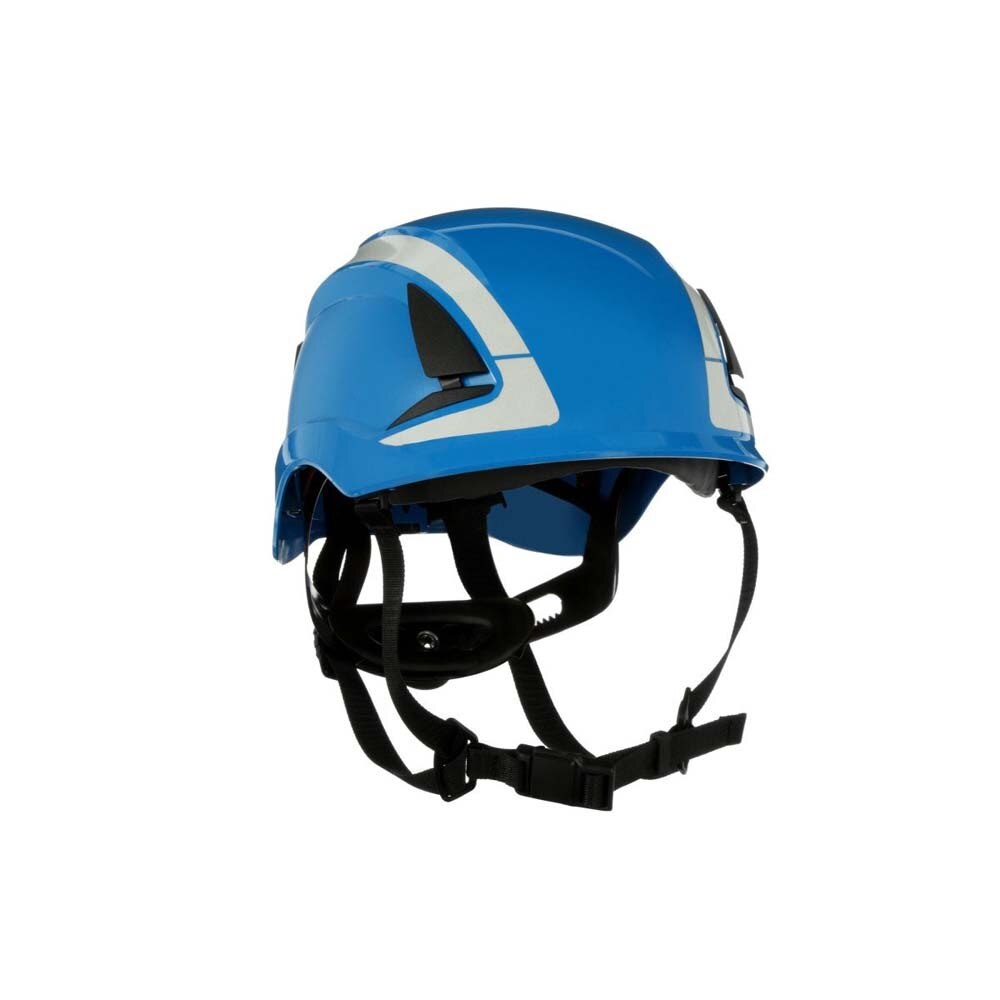 3M 7100175556 SecureFit X5000 Non-Vented Safety Helmet with 6-Point Ratchet Suspension and Scotchlite Reflective Material, Blue
