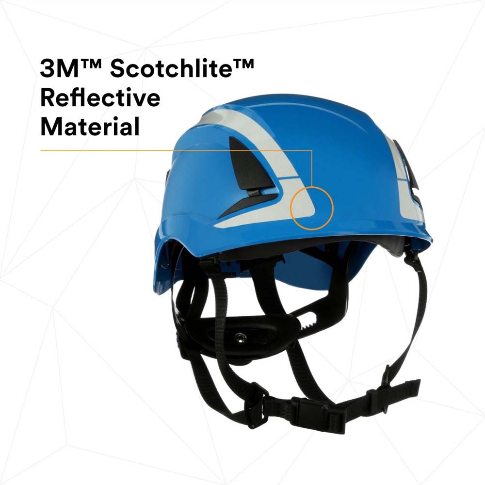 3M X5003X-ANSI SecureFit X5000 Non-Vented Safety Helmet with 6-Point Ratchet Suspension and Scotchlite Reflective Material, Blue (7100175556) (4 Pack) - 5