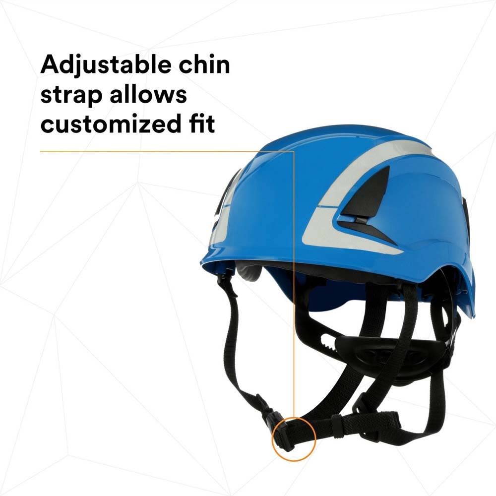 3M X5003X-ANSI SecureFit X5000 Non-Vented Safety Helmet with 6-Point Ratchet Suspension and Scotchlite Reflective Material, Blue (7100175556) (4 Pack) - 6