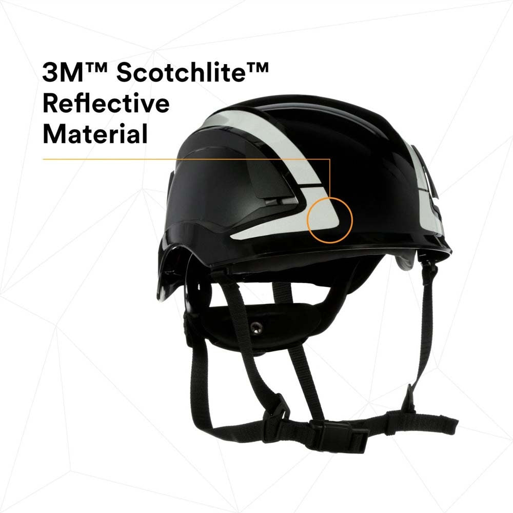 3M X5012X-ANSI SecureFit X5000 Non-Vented Safety Helmet with 6-Point Ratchet Suspension and Scotchlite Reflective, Black (7100175560) - 6