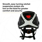 3M 7100175560 SecureFit X5000 Non-Vented Safety Helmet with 6-Point Ratchet Suspension and Scotchlite Reflective, Black - 7