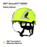 3M 7100175561 SecureFit X5000 Non-Vented Safety Helmet with 6-Point Ratchet Suspension and Scotchlite Reflective, Hi-Visibility Green - 5