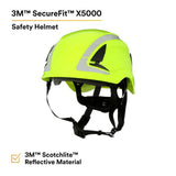 3M X5014X-ANSI SecureFit X5000 Non-Vented Safety Helmet with 6-Point Ratchet Suspension and Scotchlite Reflective, Hi-Visibility Green (7100175561) - 5