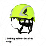 3M X5014X-ANSI SecureFit X5000 Non-Vented Safety Helmet with 6-Point Ratchet Suspension and Scotchlite Reflective, Hi-Visibility Green (7100175561) - 6