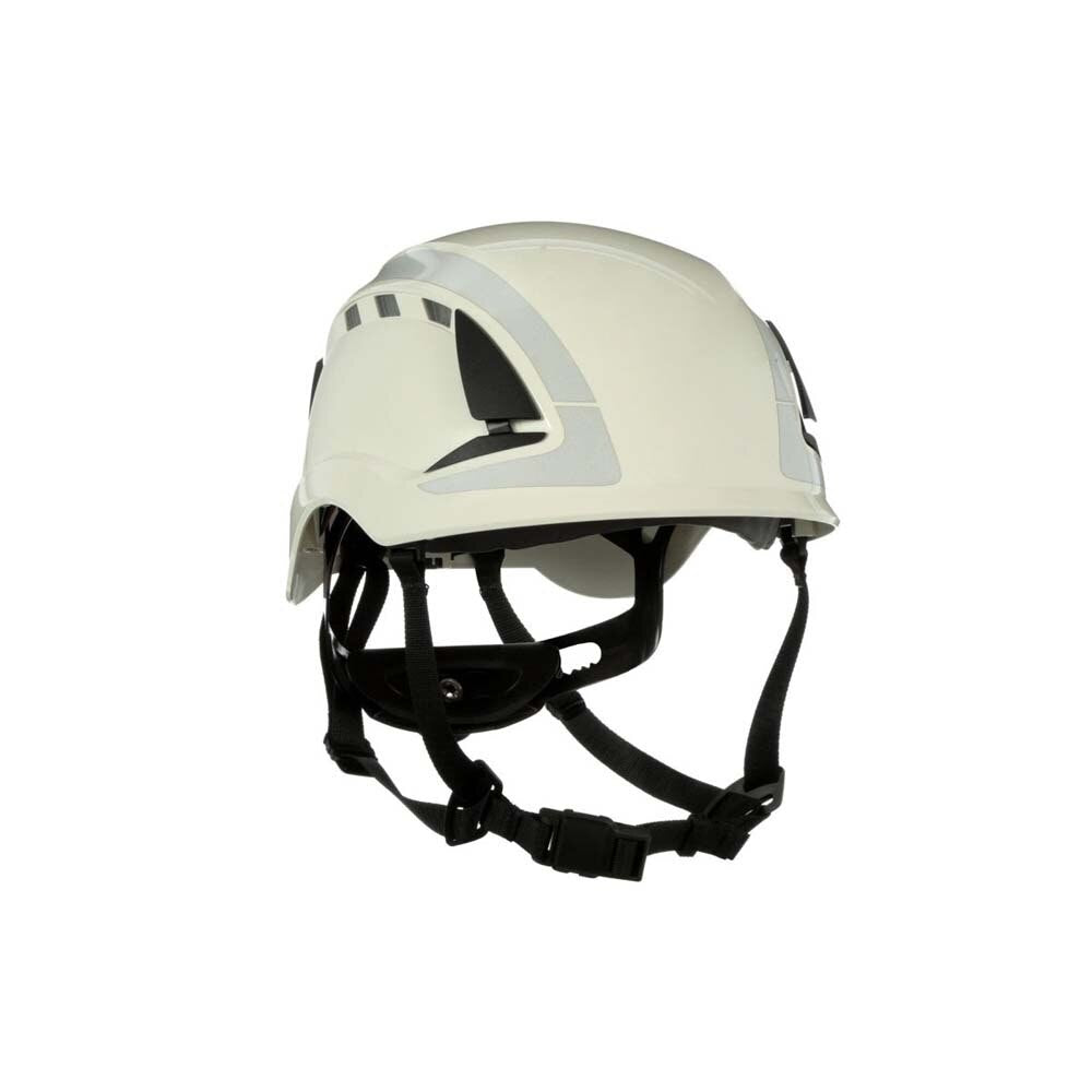 3M 7100175562 SecureFit X5000 Safety Helmet, Vented ABS Shell with 6-Point Ratchet Suspension and Scotchlite Reflective, White - 3