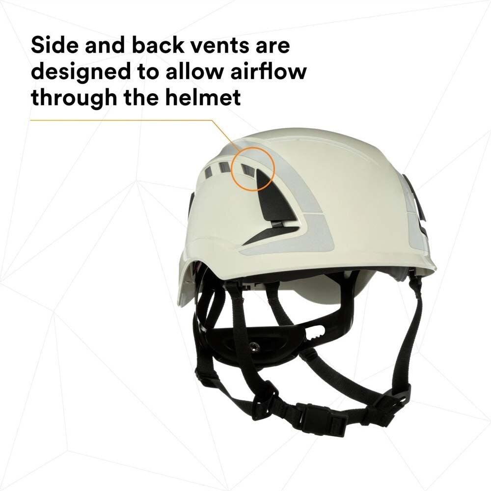 3M 7100175562 SecureFit X5000 Safety Helmet, Vented ABS Shell with 6-Point Ratchet Suspension and Scotchlite Reflective, White - 7