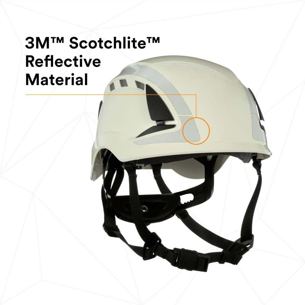 3M 7100175562 SecureFit X5000 Safety Helmet, Vented ABS Shell with 6-Point Ratchet Suspension and Scotchlite Reflective, White - 8