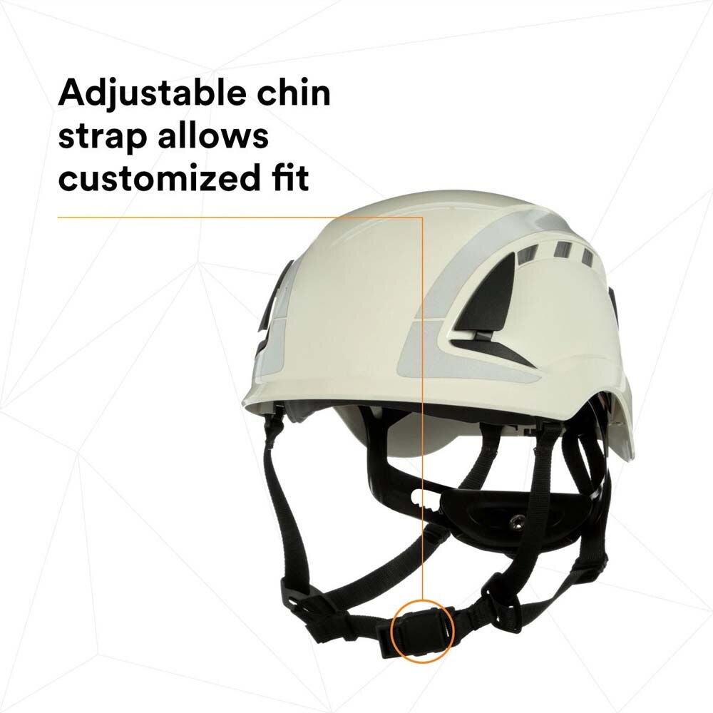 3M 7100175562 SecureFit X5000 Safety Helmet, Vented ABS Shell with 6-Point Ratchet Suspension and Scotchlite Reflective, White - 9