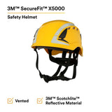 3M 7100175563 SecureFit Safety Helmet, Climbing-Style, 6-Point Suspension, Vented with Scotchlite Reflective, Yellow, X5002VX-ANSI - 3
