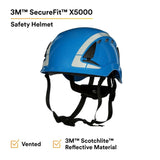 3M X5003VX-ANSI SecureFit X5000 Safety Helmet, Vented with Scotchlite Reflective Material, Blue, 6-Point Ratchet Suspension (7100175564) - 2