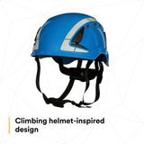 3M X5003VX-ANSI SecureFit X5000 Safety Helmet, Vented with Scotchlite Reflective Material, Blue, 6-Point Ratchet Suspension (7100175564) - 3