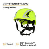 3M X5014VX-ANSI SecureFit Safety Helmet, Vented Climbing-Style with 6-Point Suspension and Scotchlite Reflective, Hi-Visibility Green (7100175569) - 4