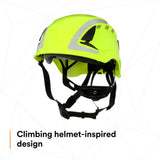 3M 7100175569 SecureFit Safety Helmet, Vented Climbing-Style with 6-Point Suspension and Scotchlite Reflective, Hi-Visibility Green - 5