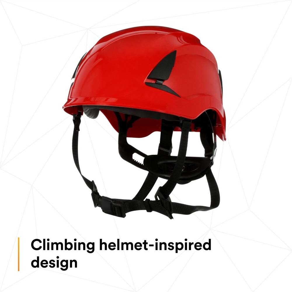 3M 7100175574 SecureFit Safety Helmet, Non-Vented, Red, Climbing Style with 6-Point Suspension - 5