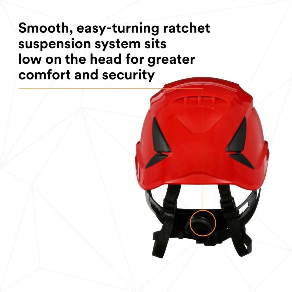3M X5005-ANSI SecureFit Safety Helmet, Non-Vented, Red, Climbing Style with 6-Point Suspension (7100175574) - 8