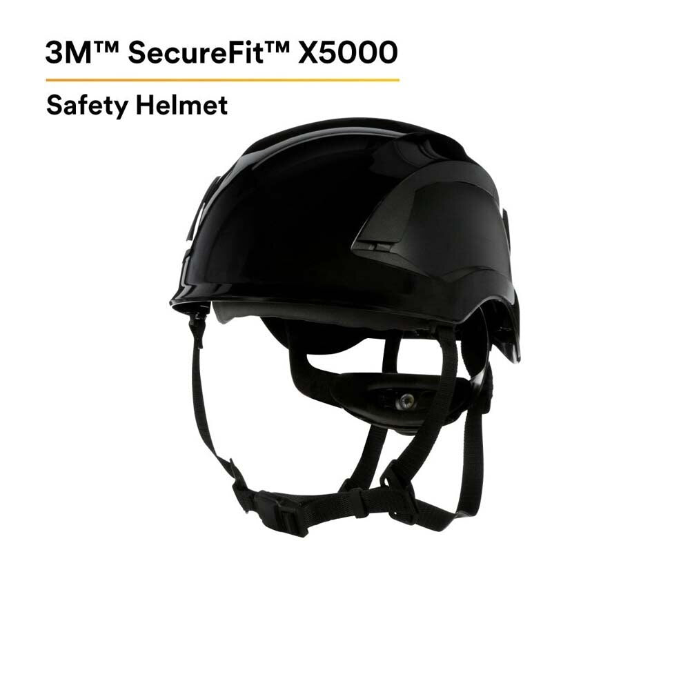 3M 7100175576 SecureFit X5000 Series Safety Helmet, Non-Vented, Black, 6-Point Ratchet Suspension - 5