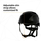 3M X5012-ANSI SecureFit X5000 Series Safety Helmet, Non-Vented, Black, 6-Point Ratchet Suspension (7100175576) (10 Pack) - 7