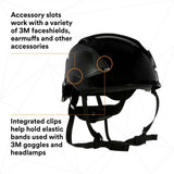 3M X5012-ANSI SecureFit X5000 Series Safety Helmet, Non-Vented, Black, 6-Point Ratchet Suspension (7100175576) - 8