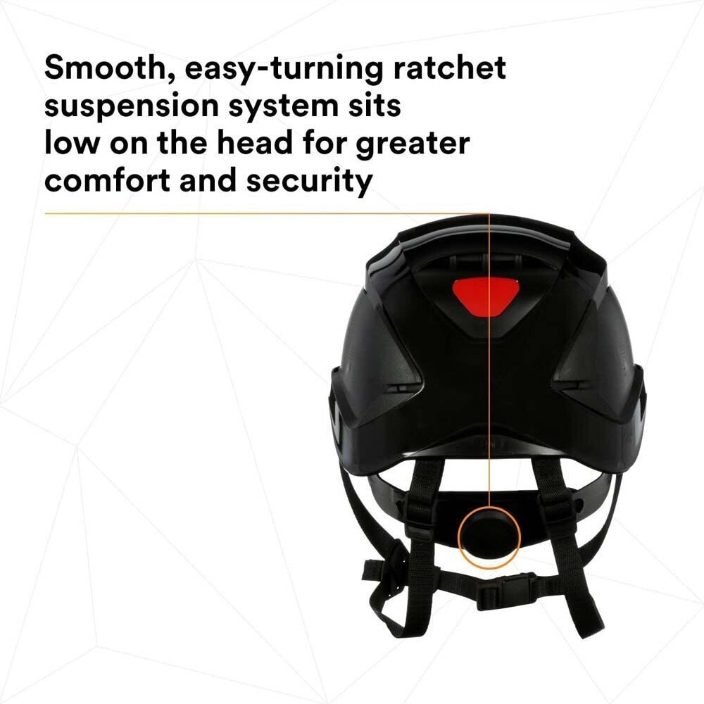 3M 7100175576 SecureFit X5000 Series Safety Helmet, Non-Vented, Black, 6-Point Ratchet Suspension - 9