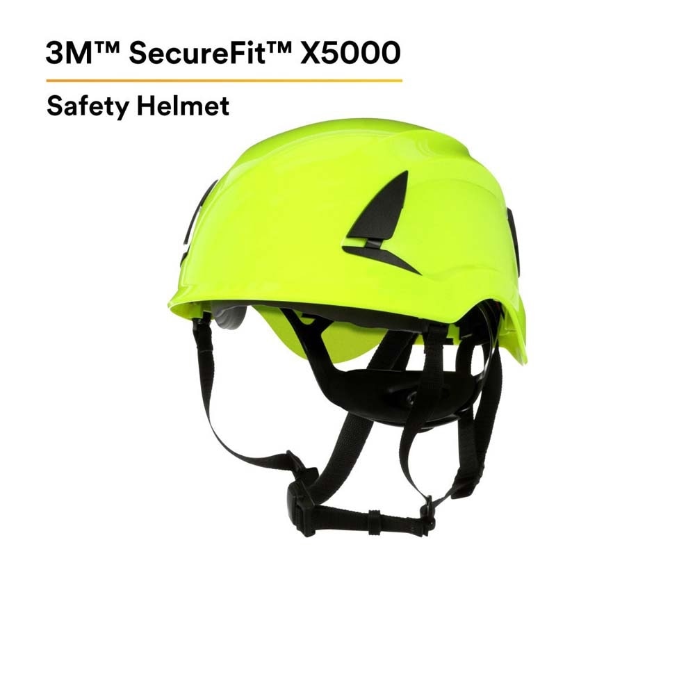 3M X5014-ANSI SecureFit X5000 Safety Helmet, Non-Vented, High-Visibility Green, 6-Point Ratchet Suspension (7100175577) (10 Pack) - 5