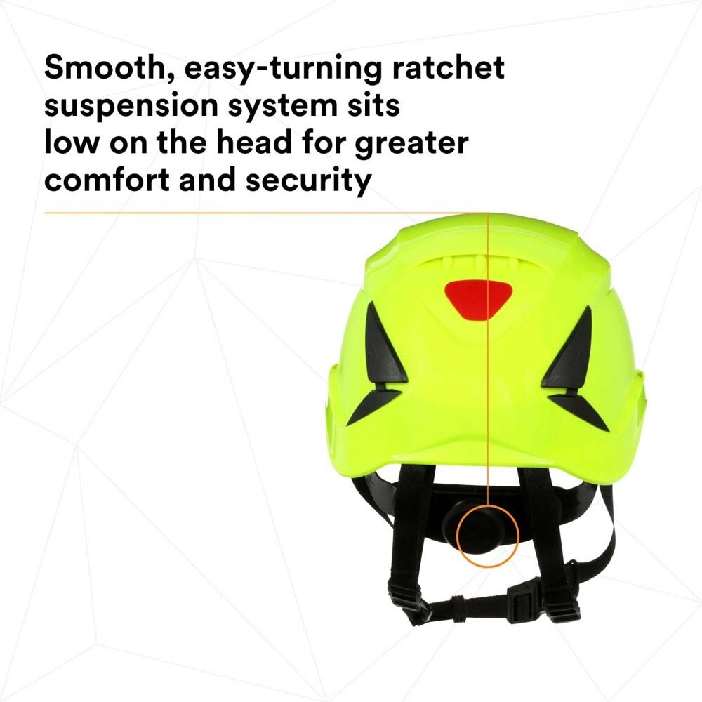 3M 7100175577 SecureFit X5000 Safety Helmet, Non-Vented, High-Visibility Green, 6-Point Ratchet Suspension - 8